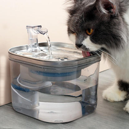 2L Cat Water Fountain, Smart Pet Water Fountain with Filter Element, Visual Water Level Pet Drinking Fountain, Pet Feeding Supplies for Cats and Dogs