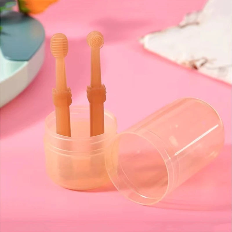 2X Silicone Pet Toothbrush Set Cats Dogs Dental-Health 360 Cylinder Head