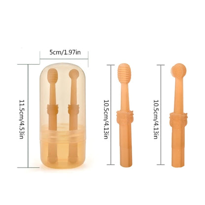 2X Silicone Pet Toothbrush Set Cats Dogs Dental-Health 360 Cylinder Head