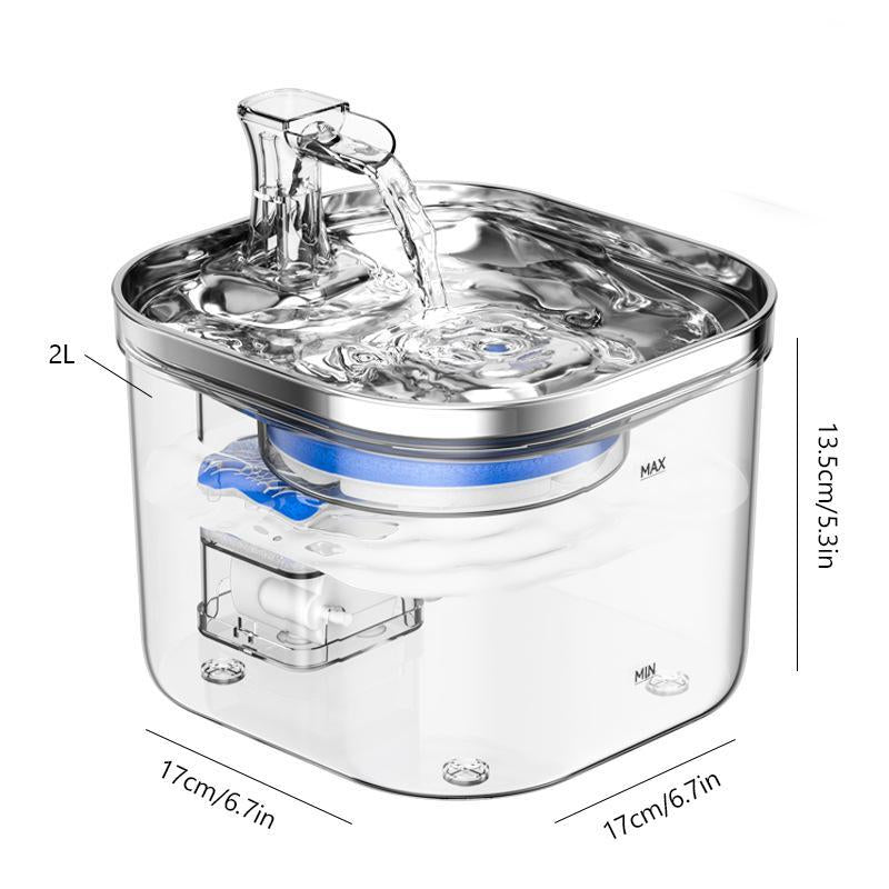 2L Cat Water Fountain, Smart Pet Water Fountain with Filter Element, Visual Water Level Pet Drinking Fountain, Pet Feeding Supplies for Cats and Dogs