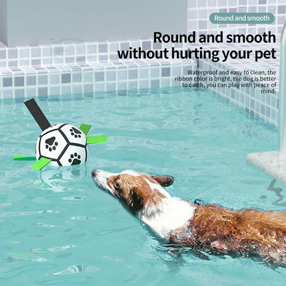 Interactive Dog Soccer Ball with Grab Tabs-Durable Pet Training and Chew Toy for Outdoor Play and Dog Accessories