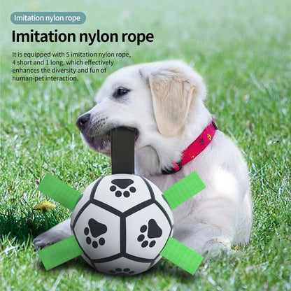 Interactive Dog Soccer Ball with Grab Tabs-Durable Pet Training and Chew Toy for Outdoor Play and Dog Accessories